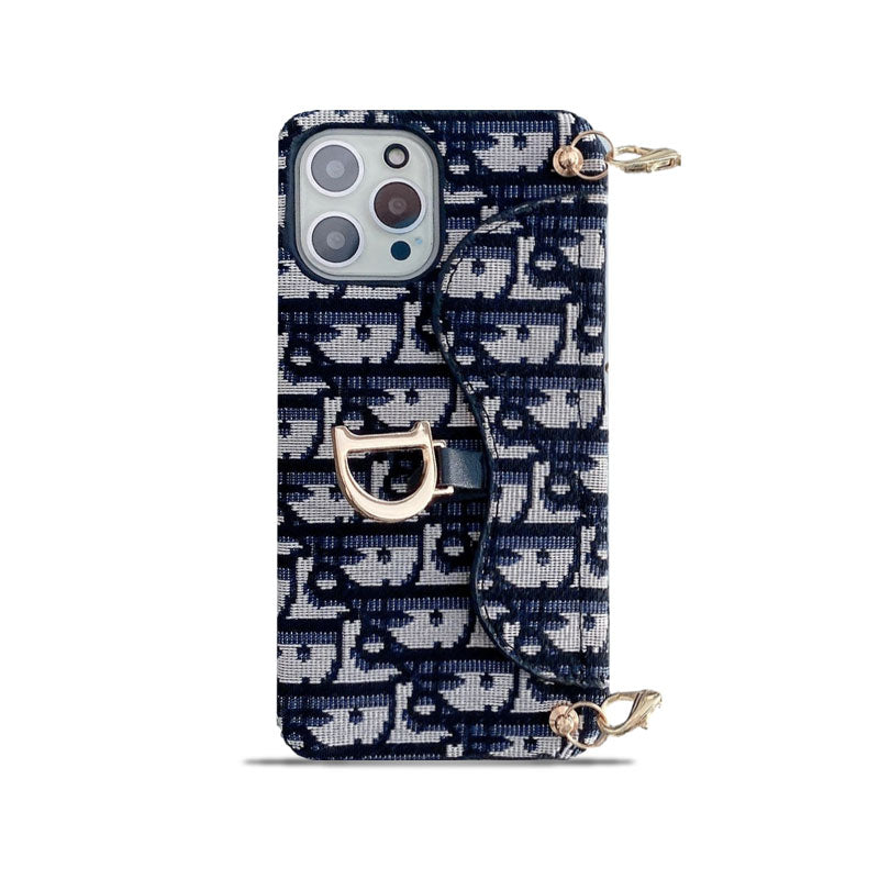 CD iPhone Case With Card Holder And Strap Black-QBS240315-GTOCASE
