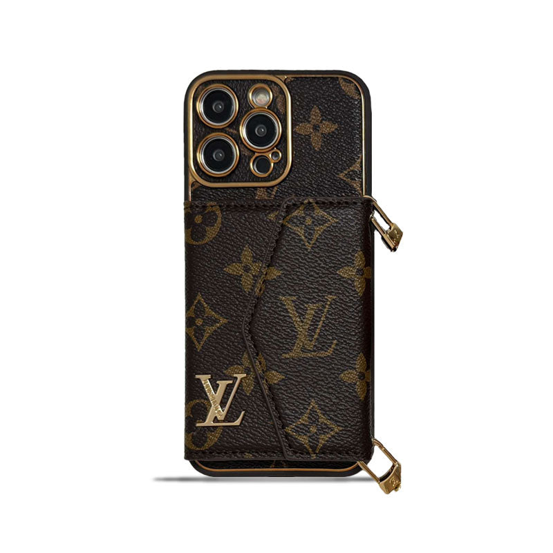 Monogram iPhone Case With Wallet And Strap Brown Big Printing-XFQ240329-GTOCASE