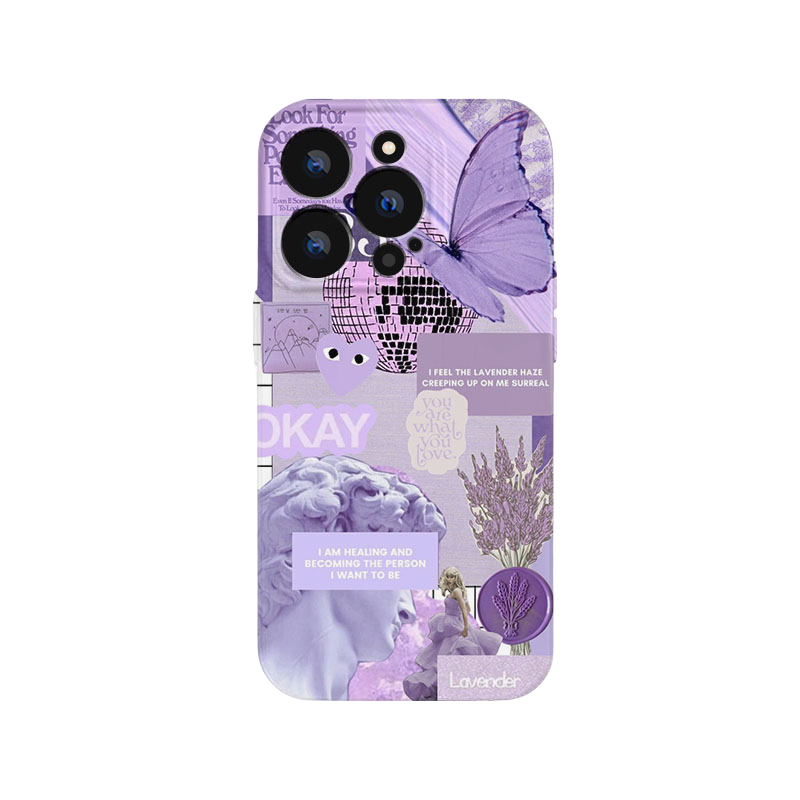 Y2K Purple Butterfly iPhone Case film Case- Full Protection Cute Aesthetic Phone Cover for Girls