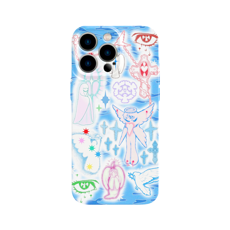 Y2K Angel Cross iPhone 16/15/14/13/12 Max Pro Max Case - Shockproof Aesthetic Film Cover for Trendy Protection