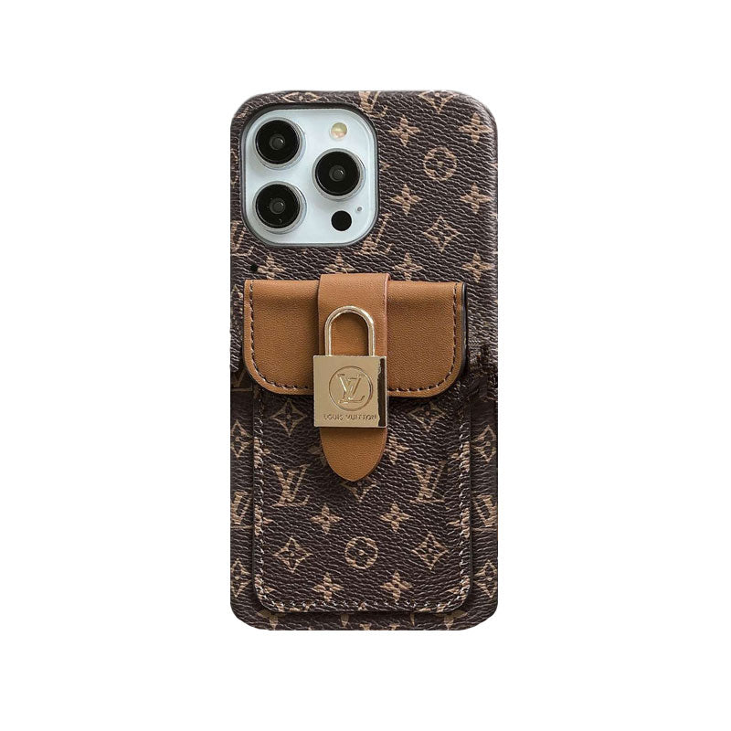 Monogram iPhone Case With Card Holder and Strap Black-ZST231113-GTOCASE