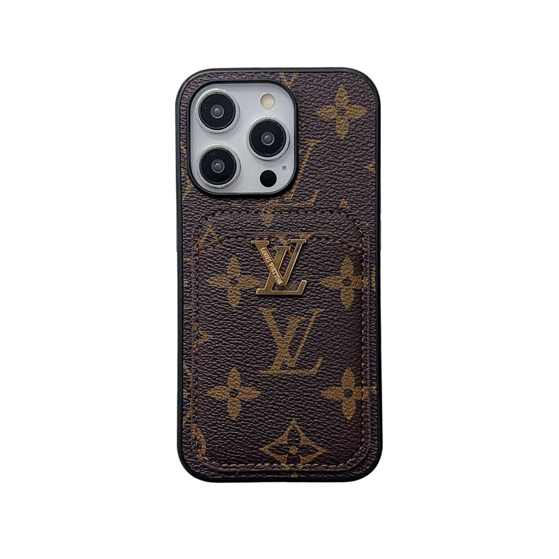 Classic KK iPhone Case With Card Holder -Black printing-KKD240313-GTOCASE