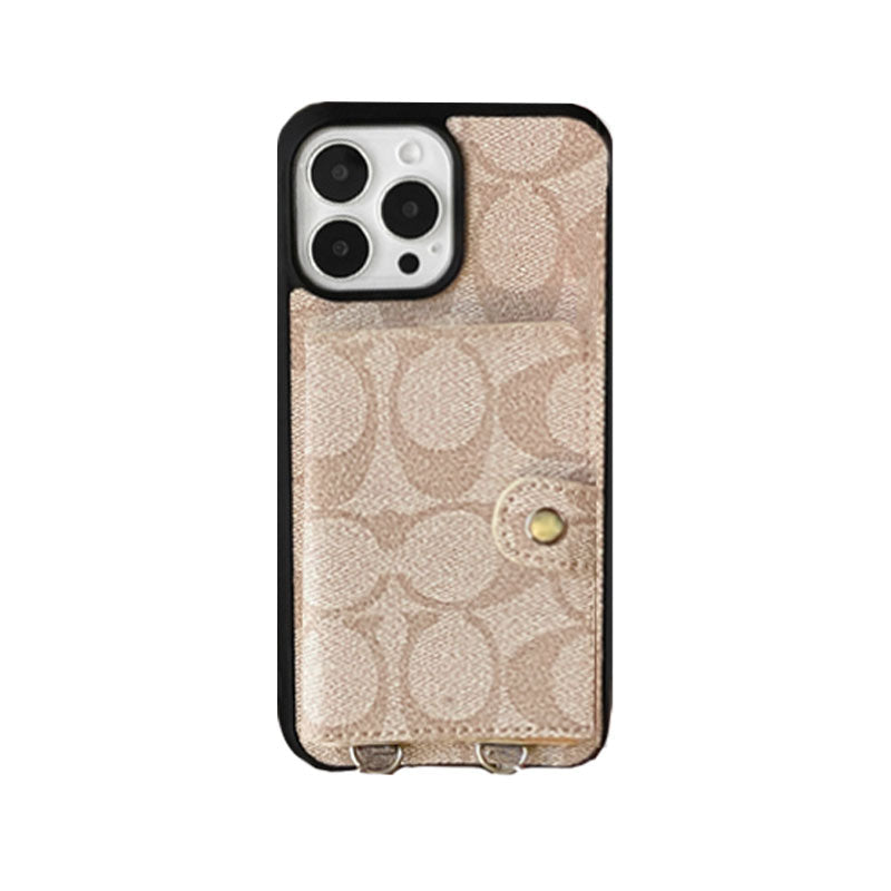 CH  iPhone Case With Wallet And  Strap Brown -SZK240402-GTOCASE