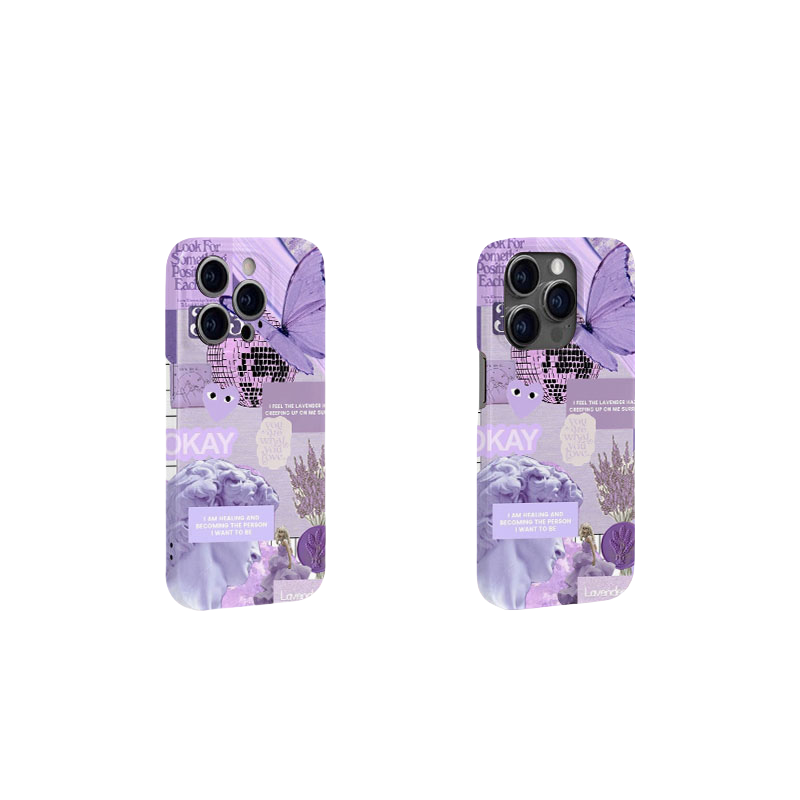 Y2K Purple Butterfly iPhone Case film Case- Full Protection Cute Aesthetic Phone Cover for Girls