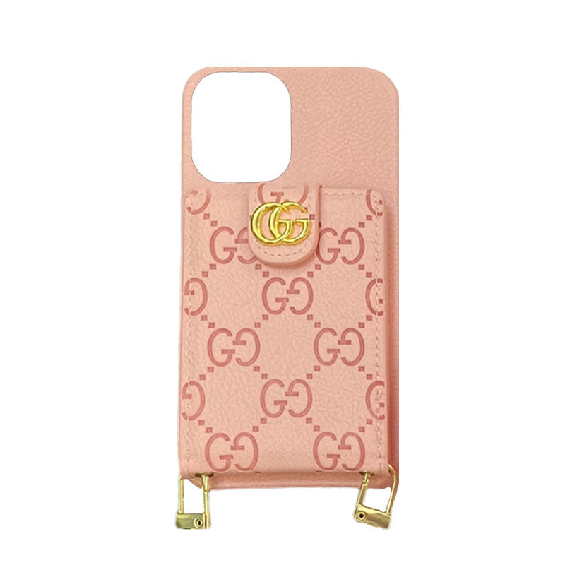 GG iPhone Case With Wallet And Strap Black -SXK240513-GTOCASE