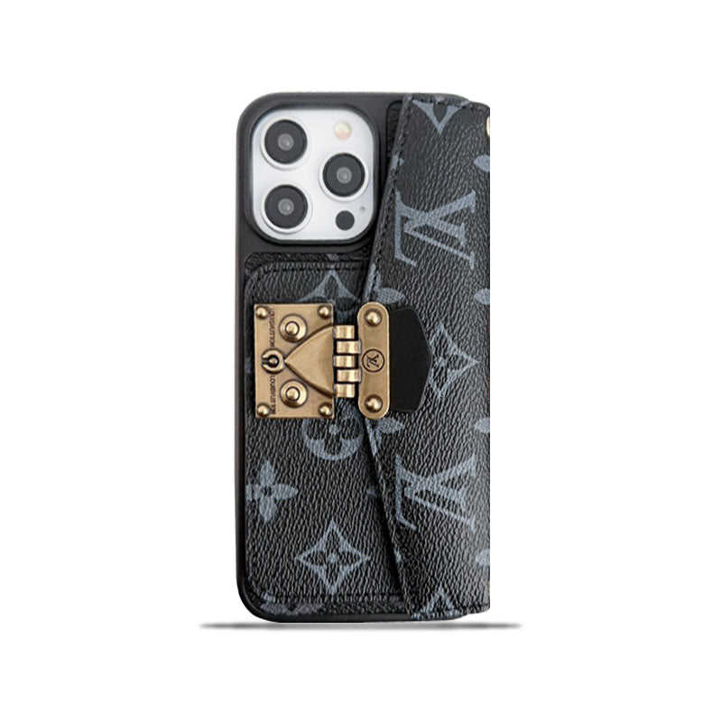 Monogram iPhone Case With Purse And Crossbody Strap Black -XKK240329-GTOCASE
