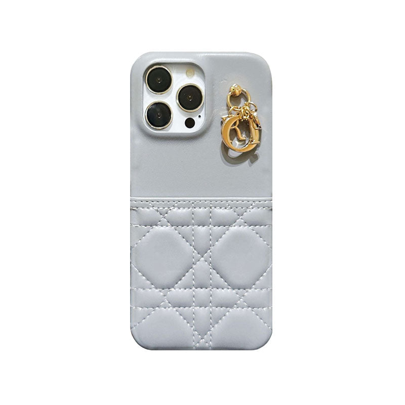 Classic CD iPhone Case With Card Holder Leather Black-JDK240513-GTOCASE