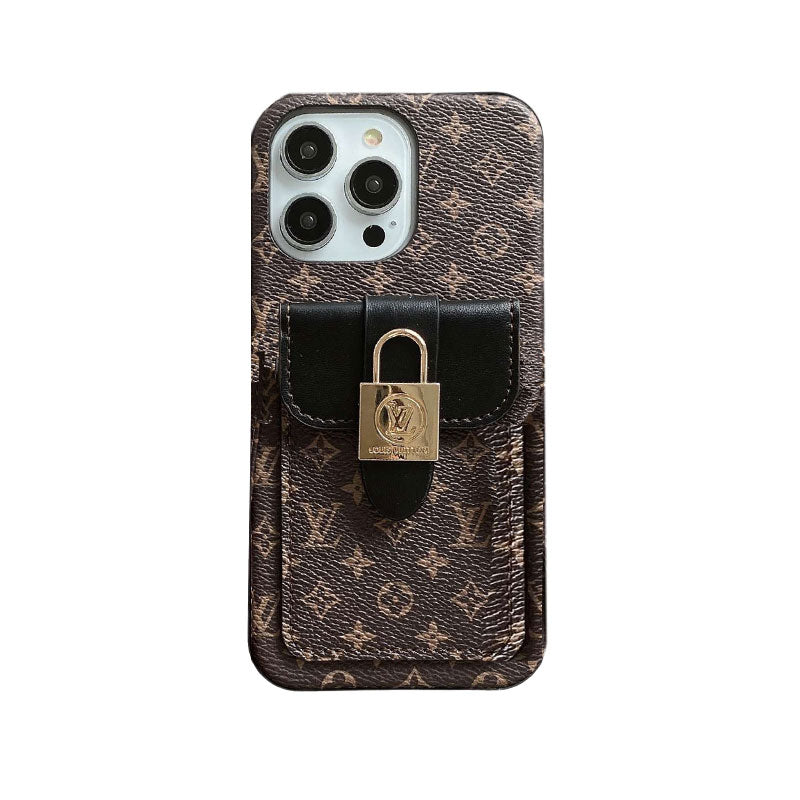 Monogram iPhone Case With Card Holder and Strap Brown-ZST231113-GTOCASE
