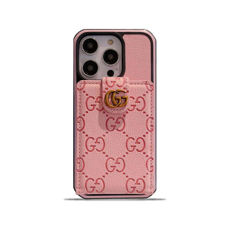 GG iPhone Case With Card Holder Pink -QBK240330-GTOCASE