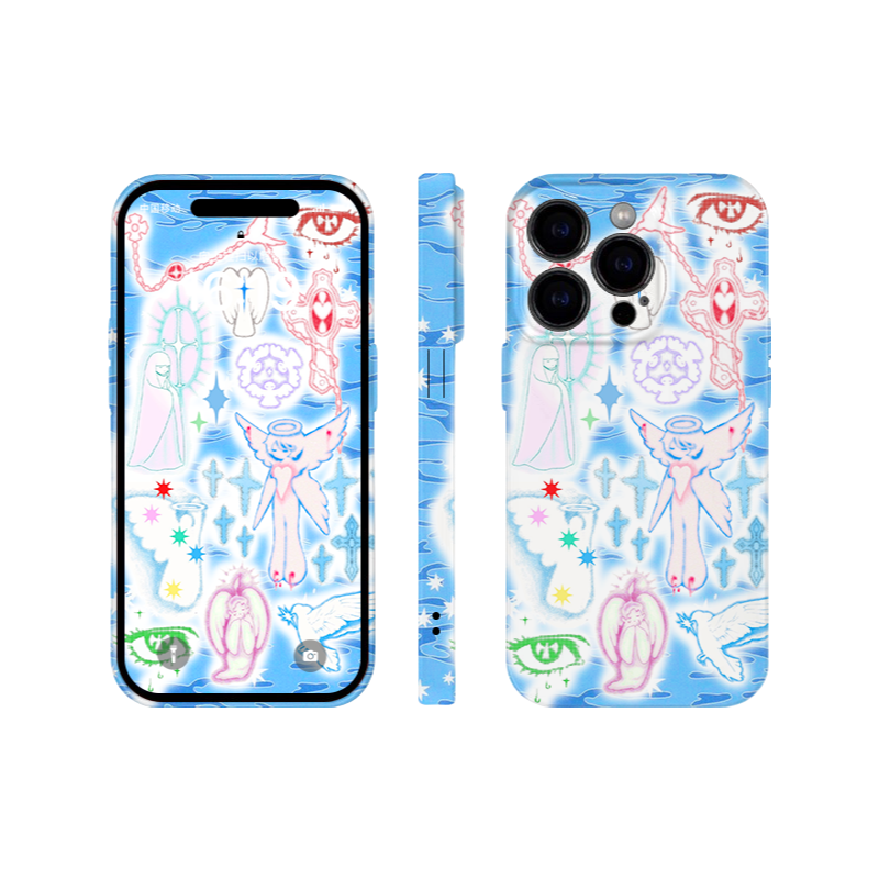 Y2K Angel Cross iPhone 16/15/14/13/12 Max Pro Max Case - Shockproof Aesthetic Film Cover for Trendy Protection