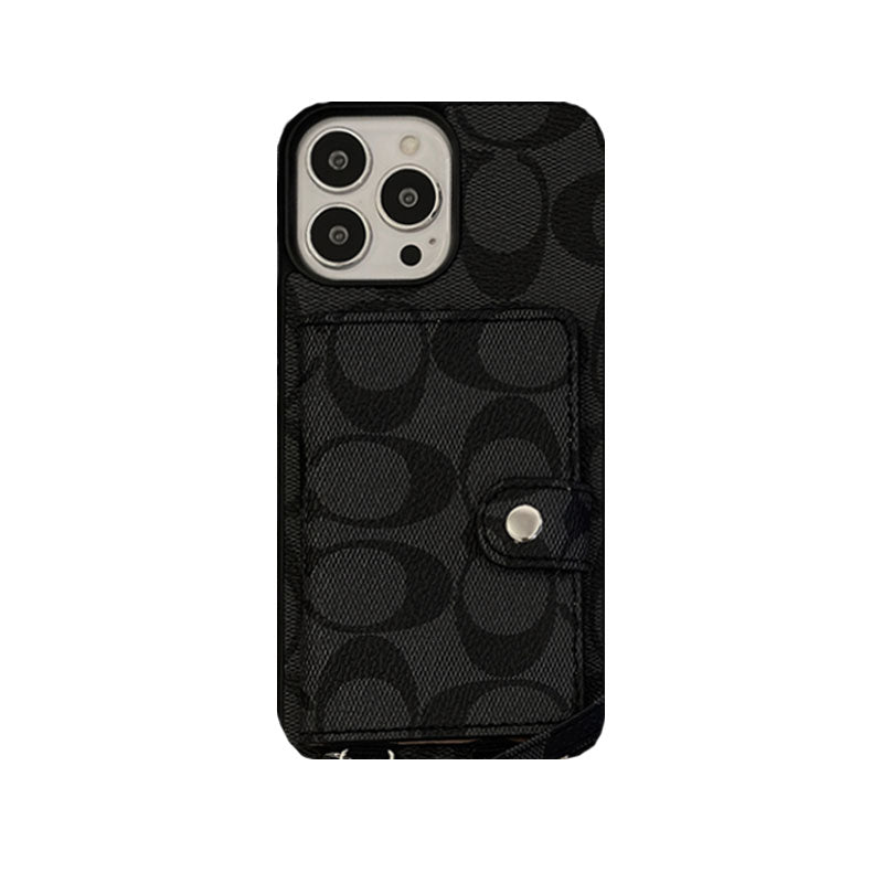 CH  iPhone Case With Wallet And  Strap Brown -SZK240402-GTOCASE