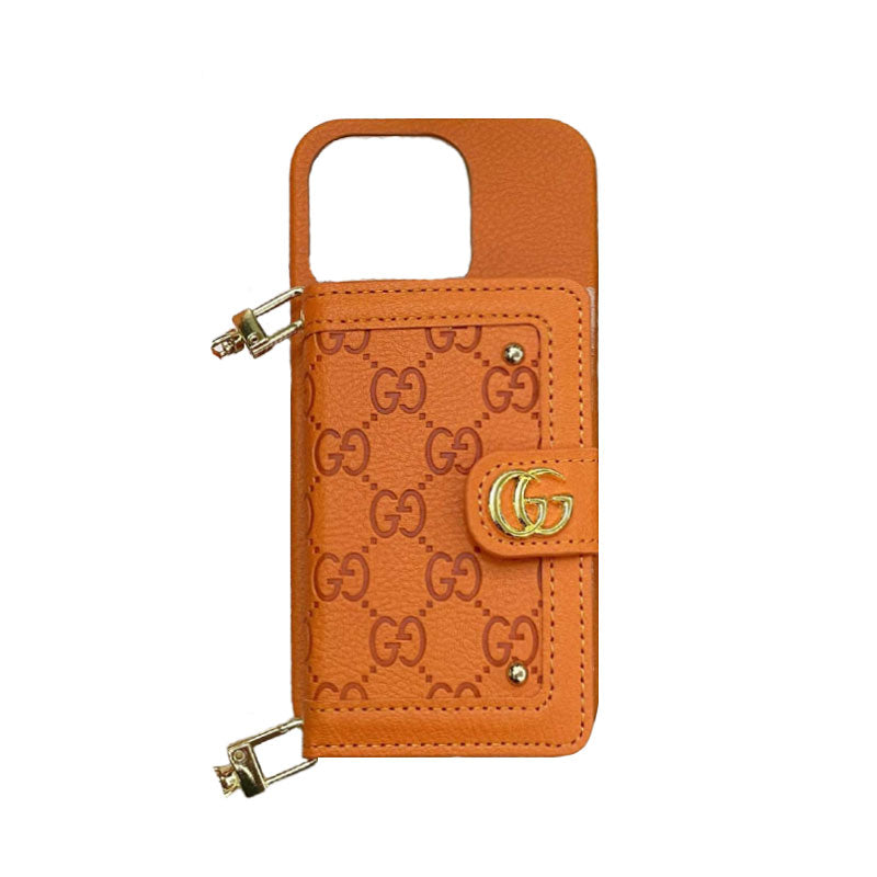 GG iPhone Case With Wallet And Strap Pink -ZY241720-GTOCASE