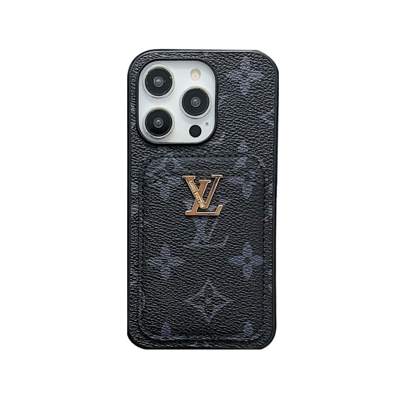 Classic KK iPhone Case With Card Holder -Black printing-KKD240313-GTOCASE