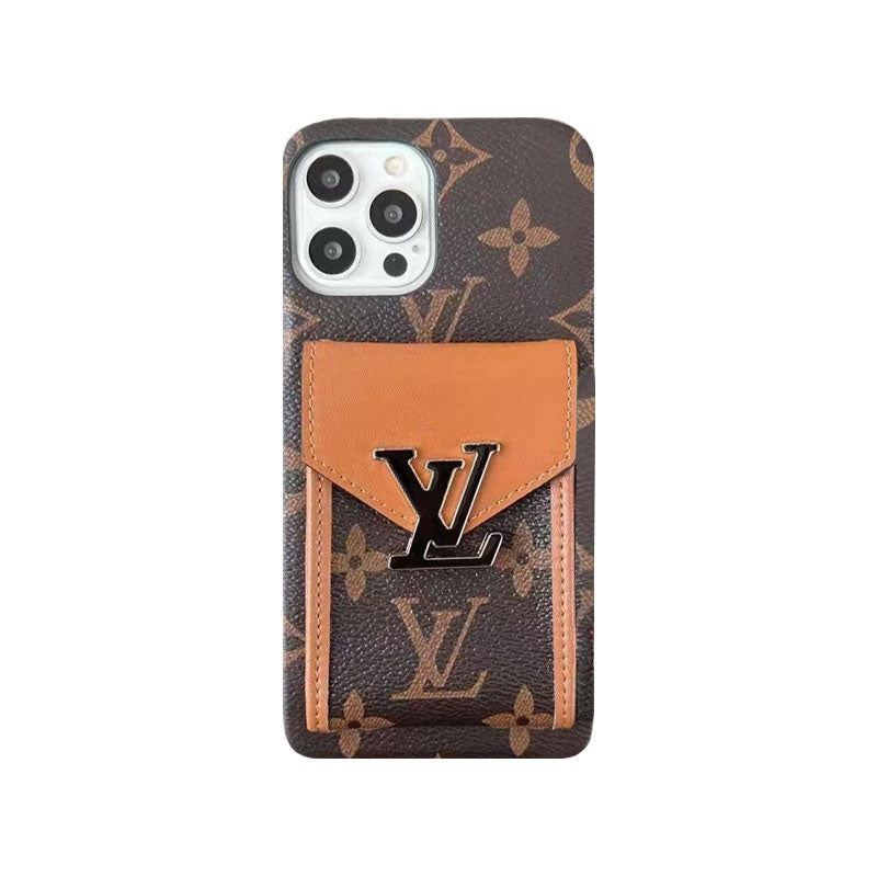 Monogram iPhone Case With Card Holder Yellow Printing -XK241701-GTOCASE