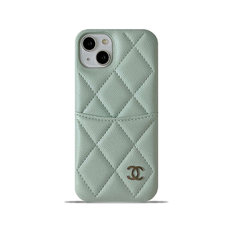 Leather CC Case With Crad Holder For iPhone Green -PZB240603-GTOCASE