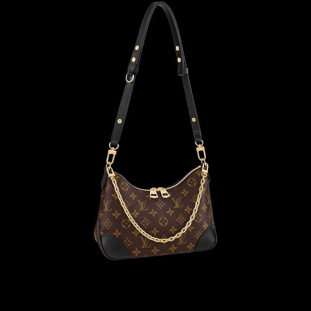 LV Luxury Element  Monogram Handbag with Gold Chain Strap - Ultimate Luxury Must-Have Black Horn LV01