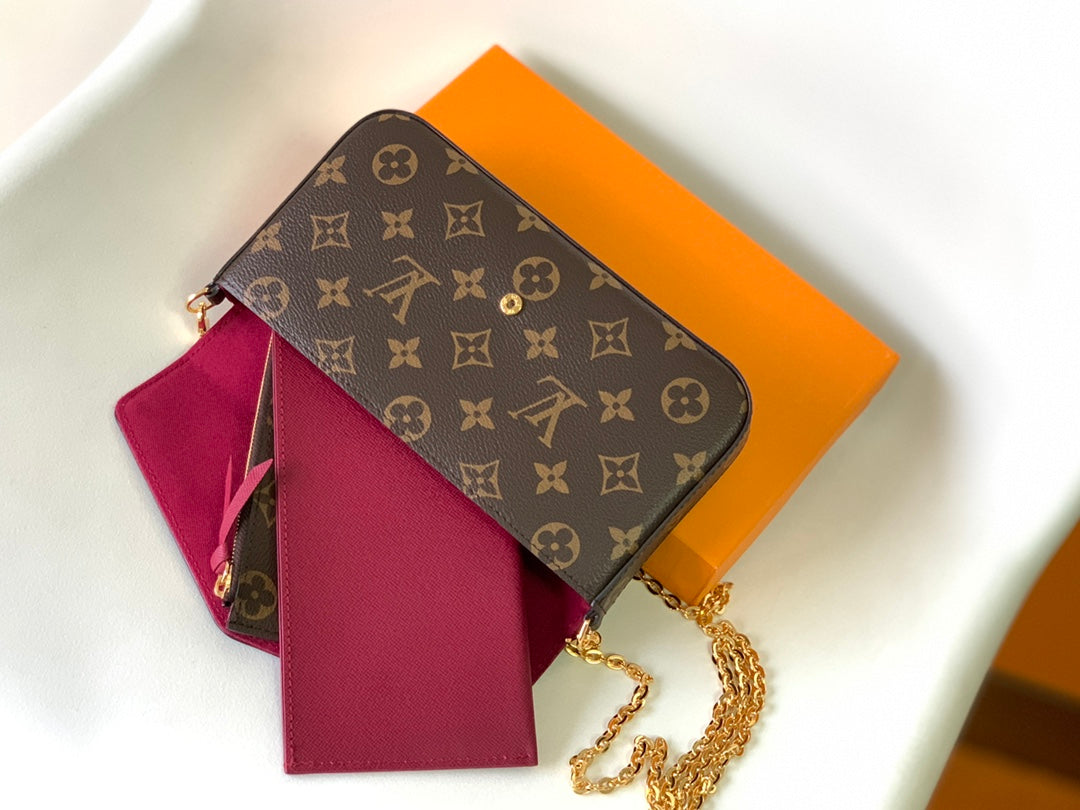 LV Luxury Element  Chic Brown Mini Crossbody Bag with Gold Hardware & Removable Organizers LV007