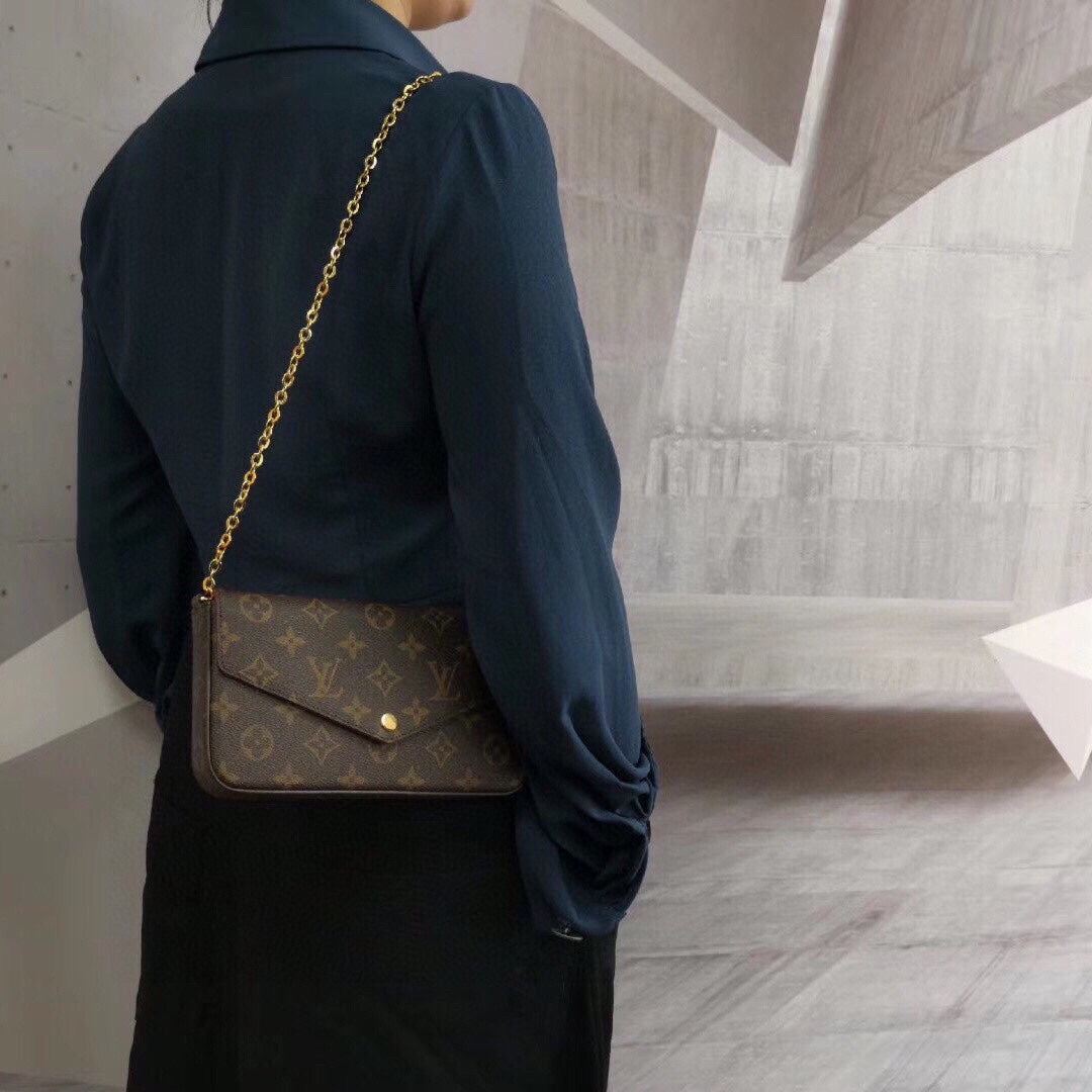 LV Luxury Element  Chic Brown Mini Crossbody Bag with Gold Hardware & Removable Organizers LV007