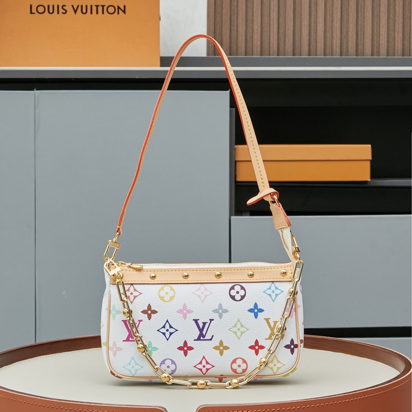 LV Luxury Element  Pochette Accessoires handbags Vibrant Monogram Pochette with Detachable Straps LV022