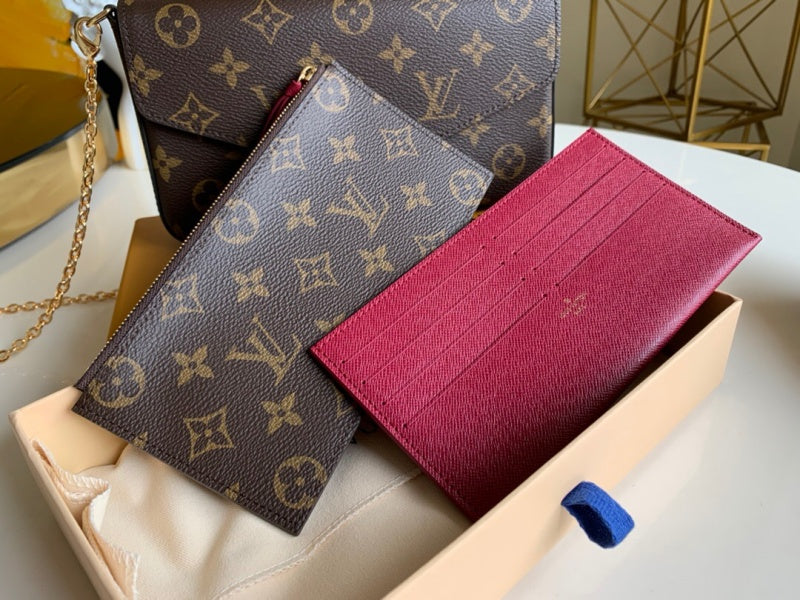 LV Luxury Element  Chic Brown Mini Crossbody Bag with Gold Hardware & Removable Organizers LV007
