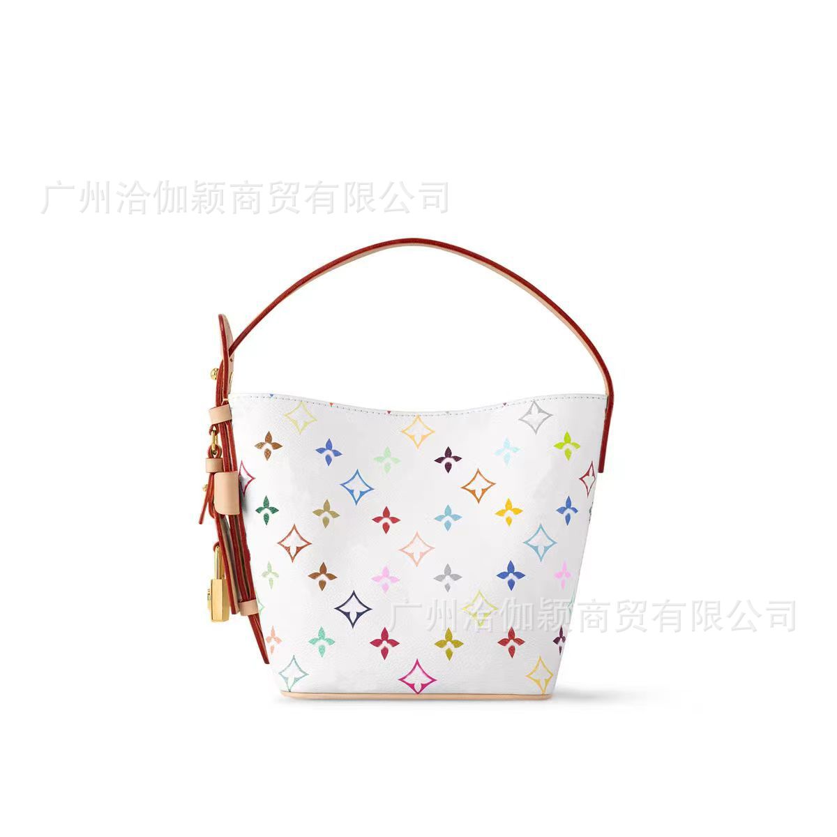 Luxury Element Chic White Artisan Shoulder Bag with Vibrant Color Patterns and Premium Leather Accents LV04