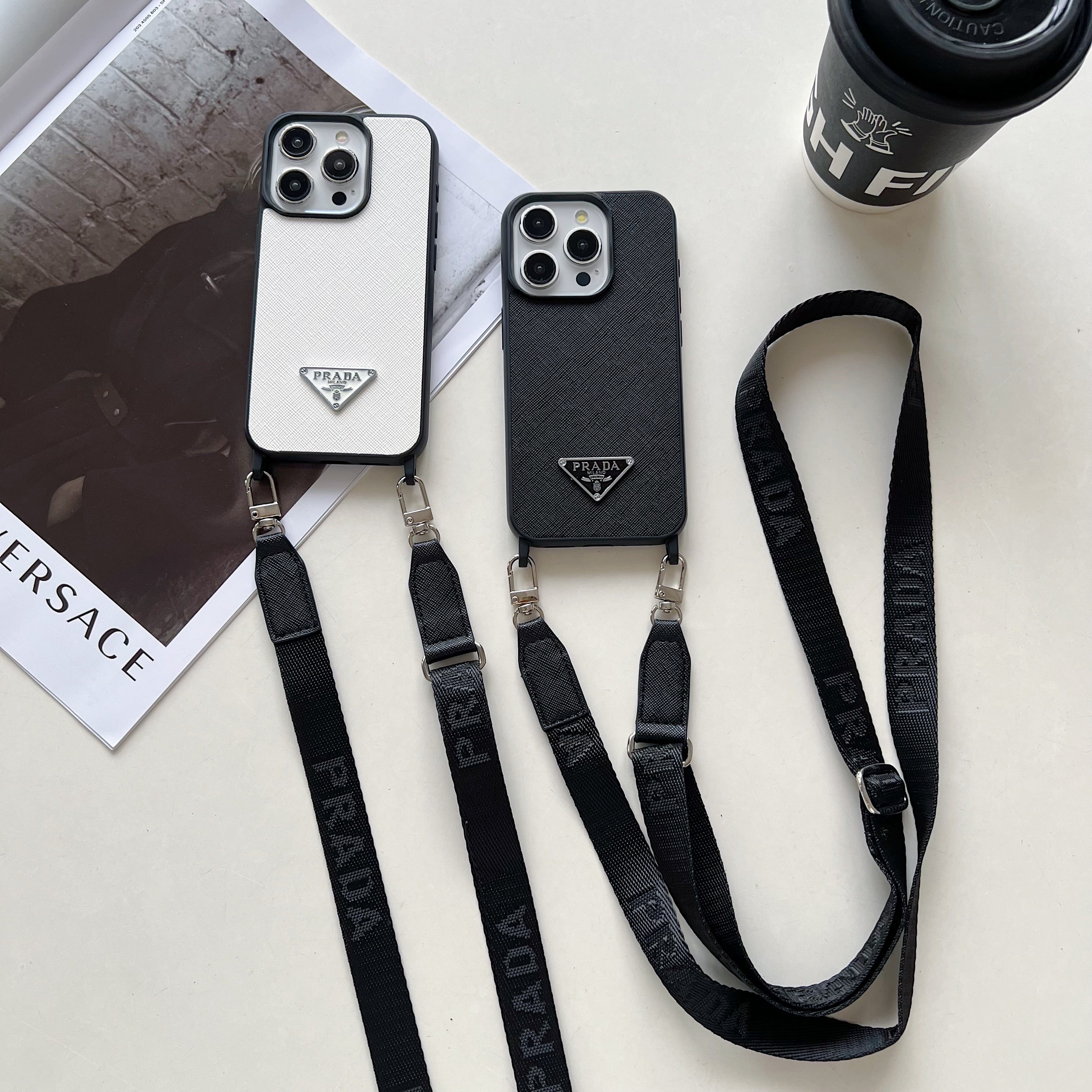 Leather PR Case With Strap For iPhone White-PGS241837-GTOCASE