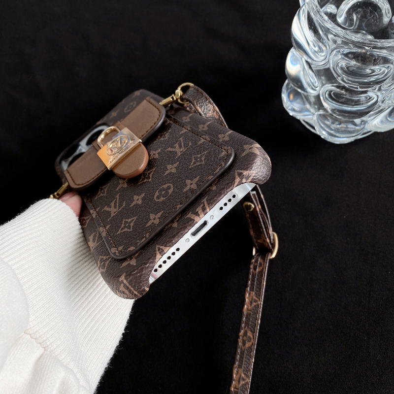 Monogram iPhone Case With Card Holder and Strap Brown-ZST231113-GTOCASE