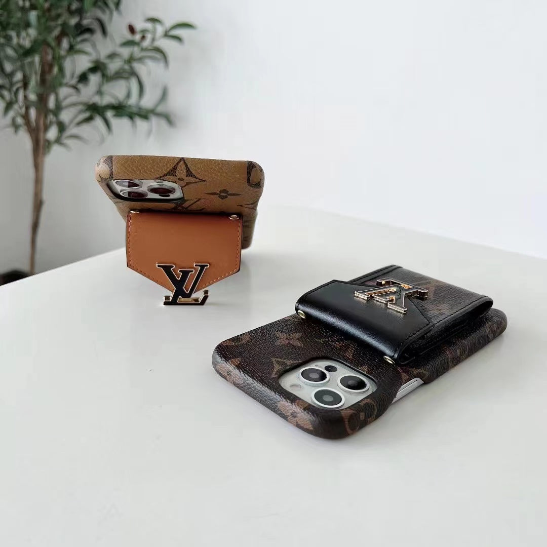 Monogram iPhone Case With Card Holder Yellow Printing -XK241701-GTOCASE