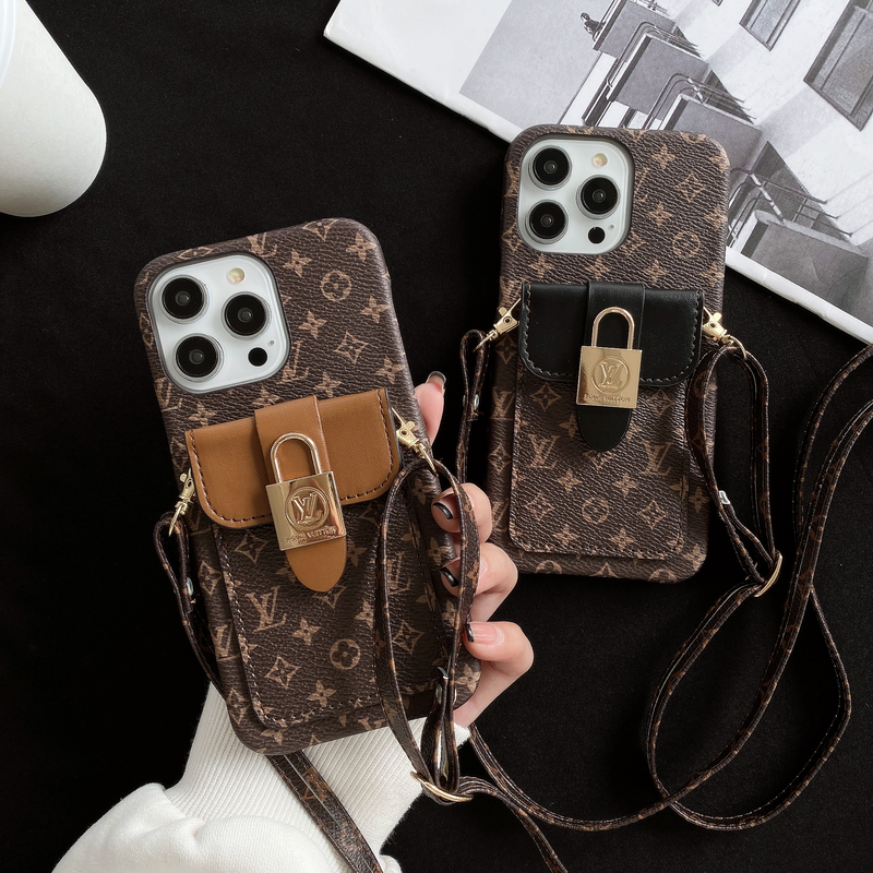 Monogram iPhone Case With Card Holder and Strap Brown-ZST231113-GTOCASE