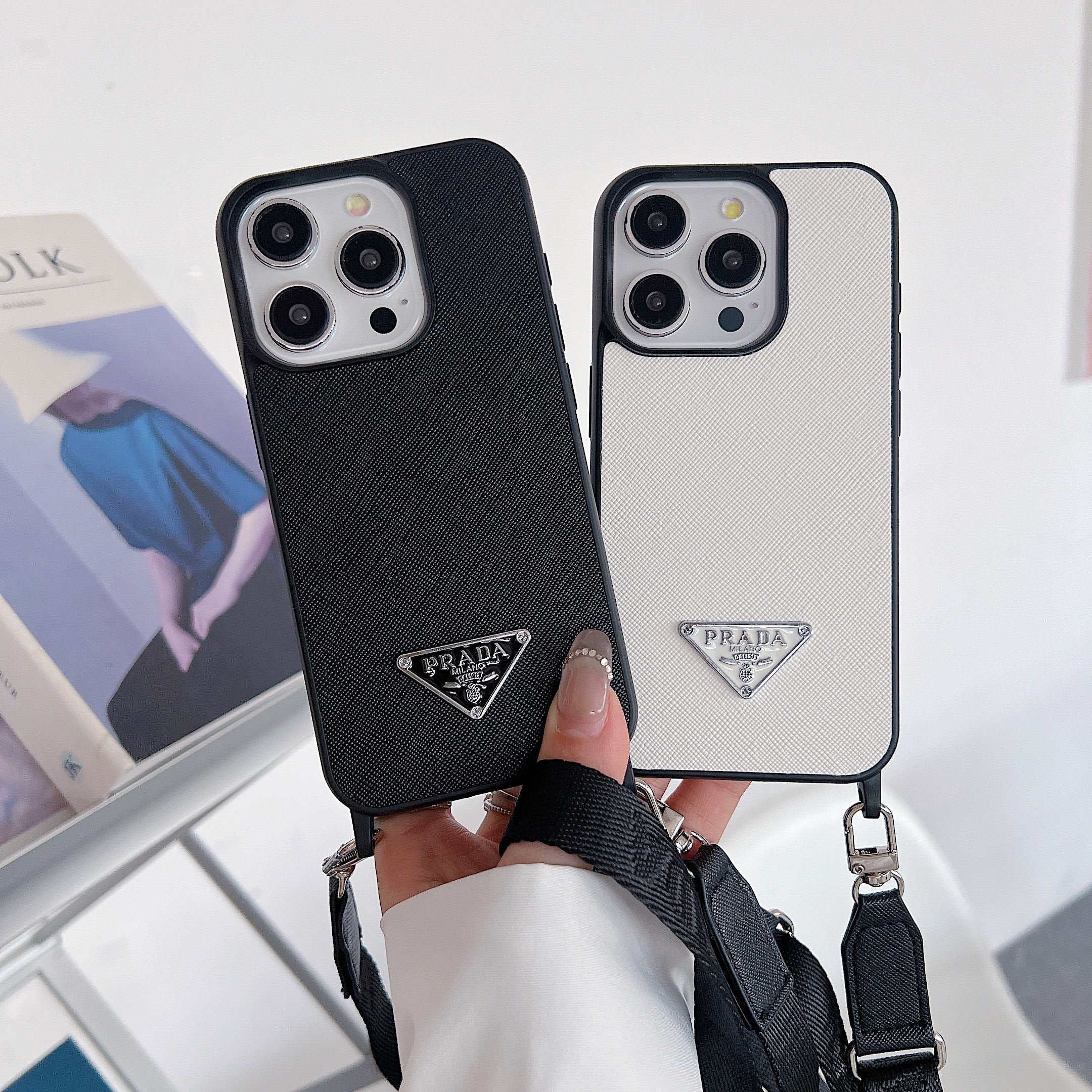 Leather PR Case With Strap For iPhone Black-PGS241837-GTOCASE