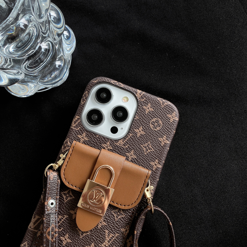 Monogram iPhone Case With Card Holder and Strap Brown-ZST231113-GTOCASE