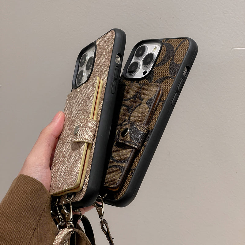 CH  iPhone Case With Wallet And  Strap Brown -SZK240402-GTOCASE