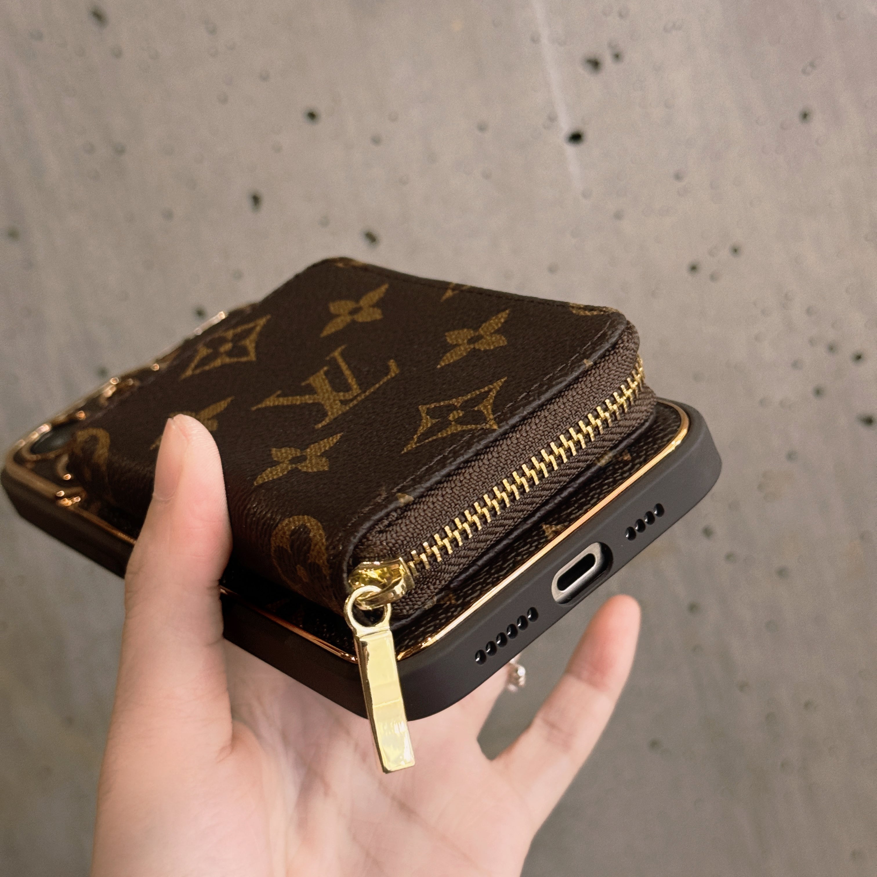 Monogram iPhone Case With Wallet Brown Big Printing-LQB240329-GTOCASE