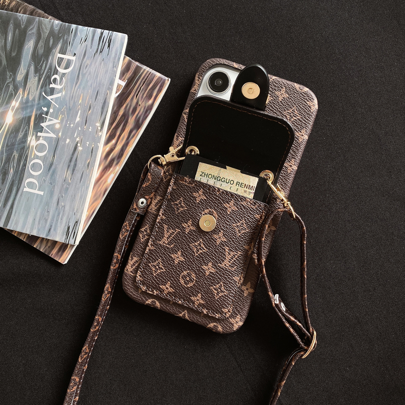 Monogram iPhone Case With Card Holder and Strap Brown-ZST231113-GTOCASE