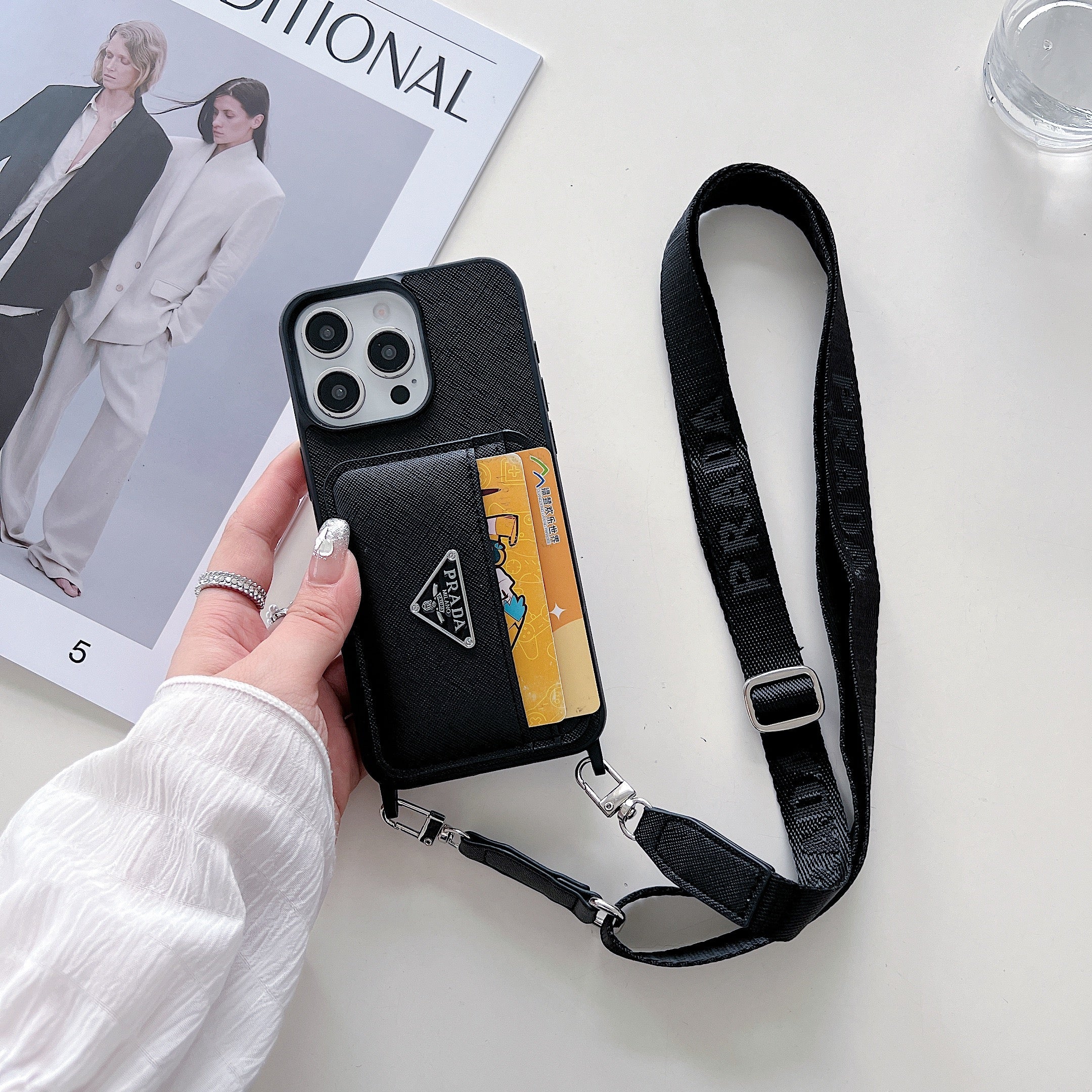 PR Case With Card Holder For iPhone Black-XFK241537-GTOCASE