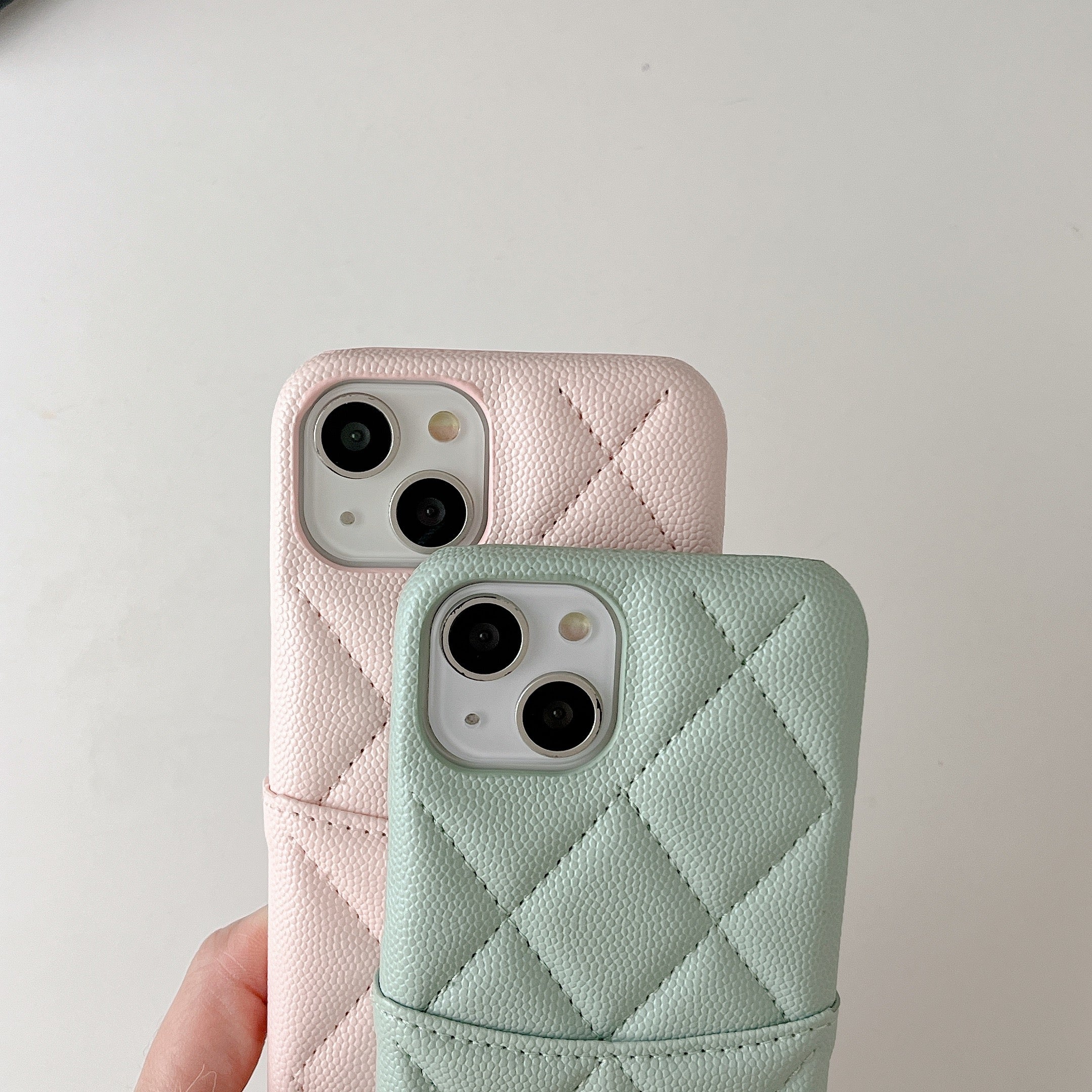 Leather CC Case With Crad Holder For iPhone Green -PZB240603-GTOCASE