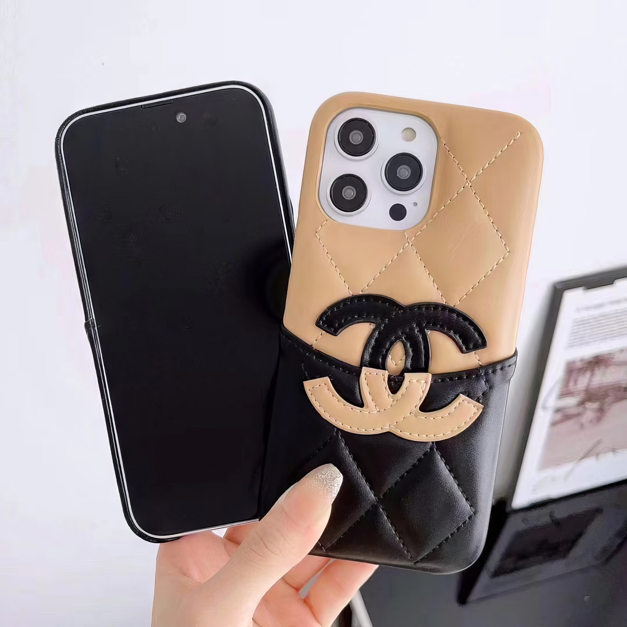 Classic CC iPhone Case With Card Holder Brown -CKP240401-GTOCASE