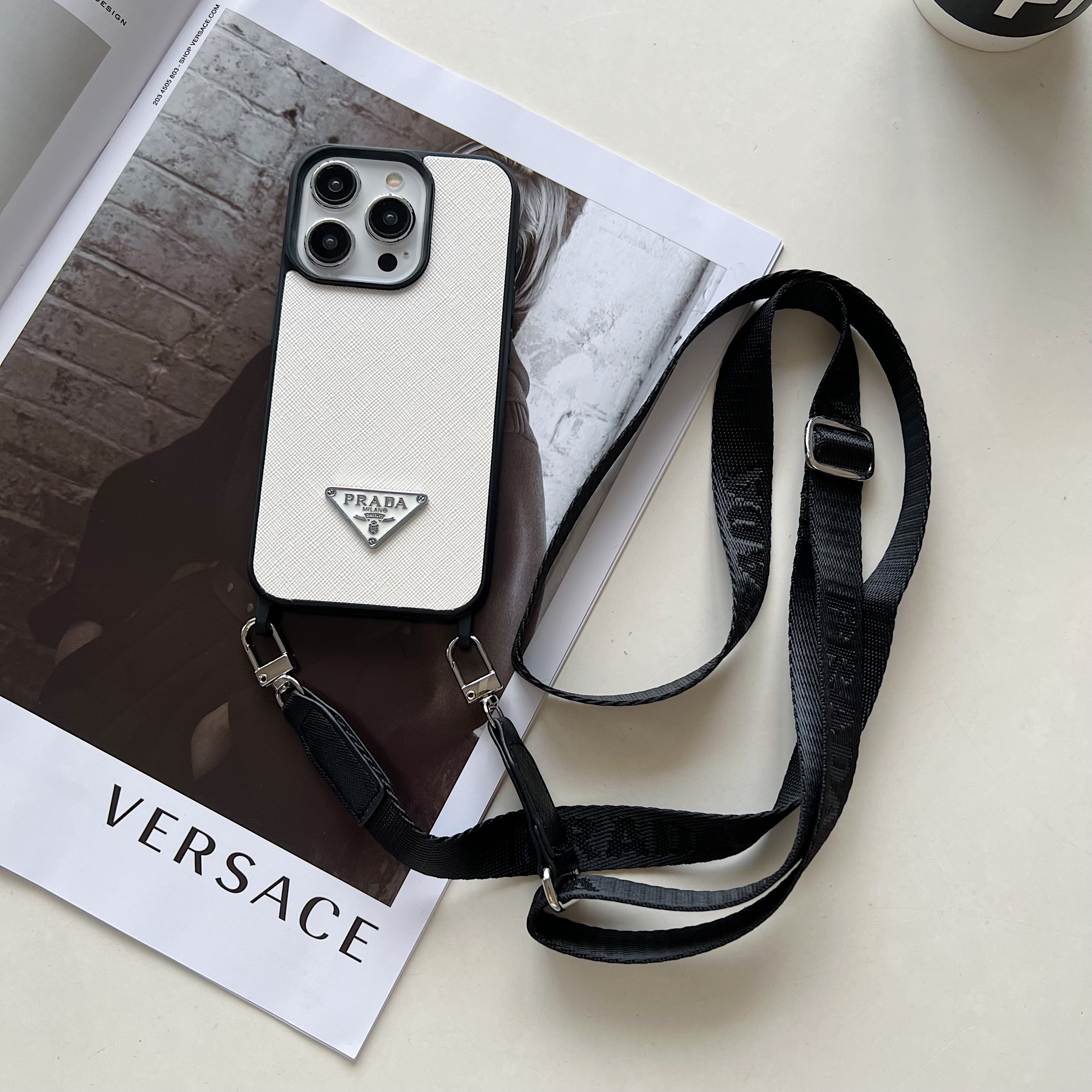 Leather PR Case With Strap For iPhone White-PGS241837-GTOCASE