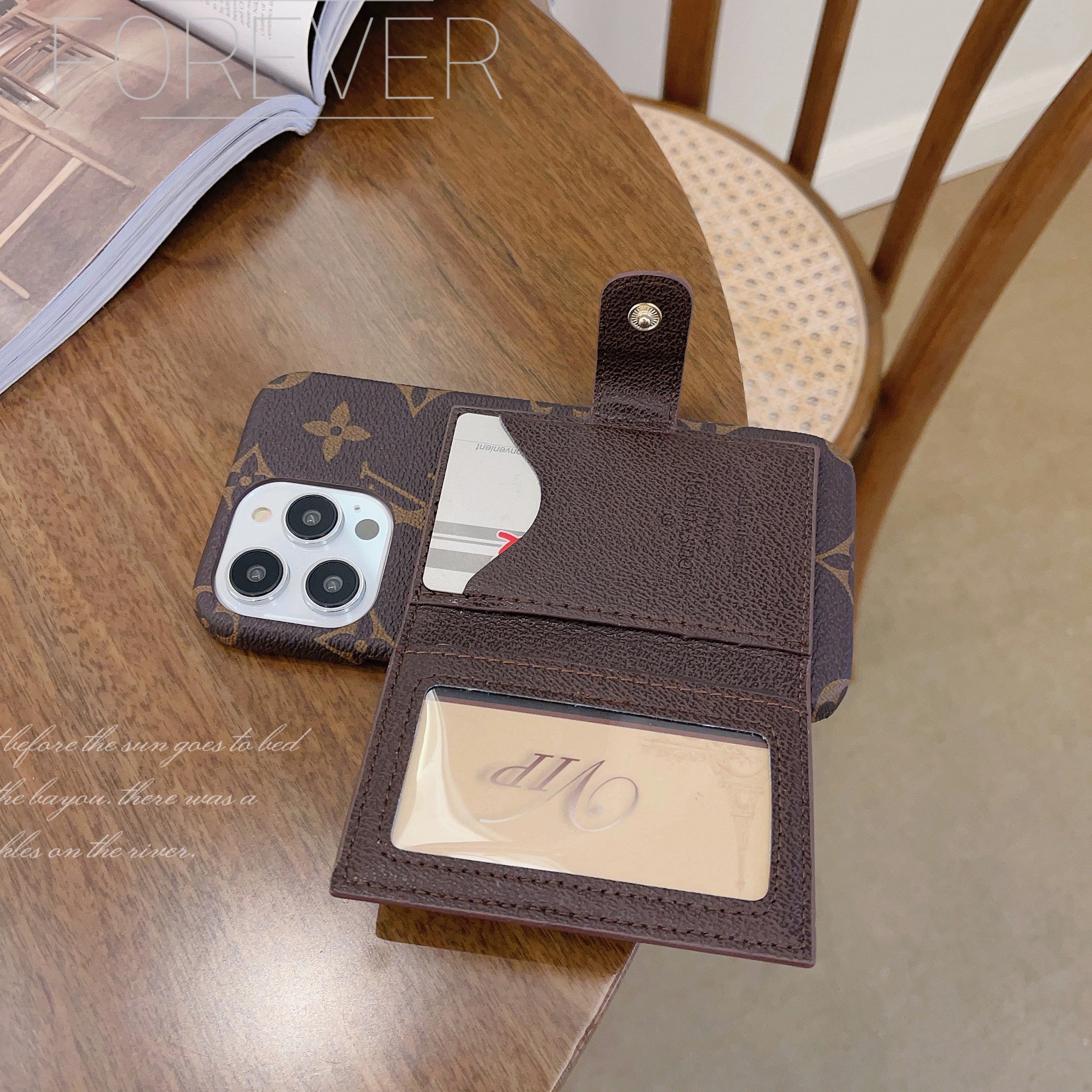 Leather Monogram Case With Wallet For iPhone-YCQ241712-GTOCASE
