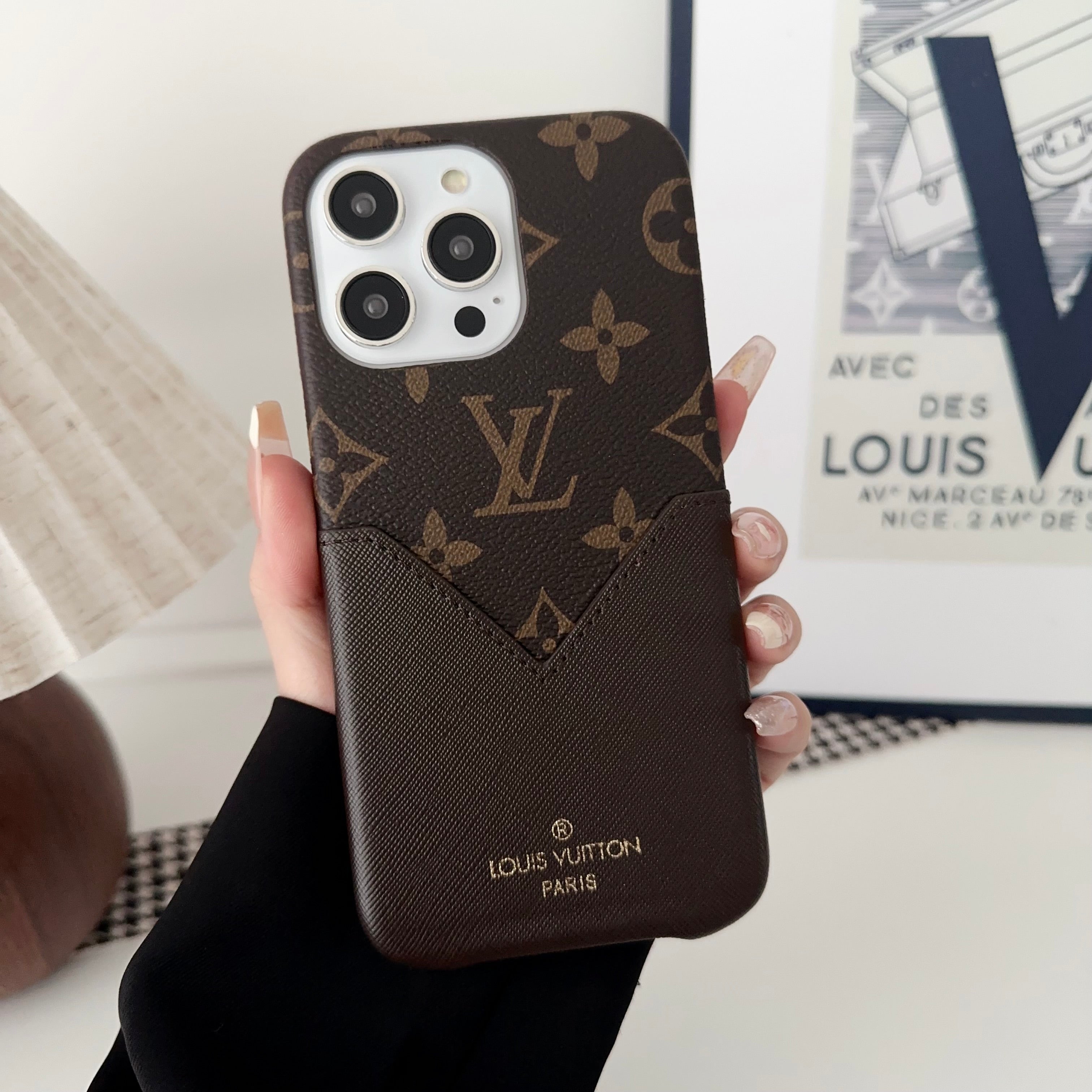 Monogram iPhone Case With Pouch Brown Printing -KB240329-GTOCASE