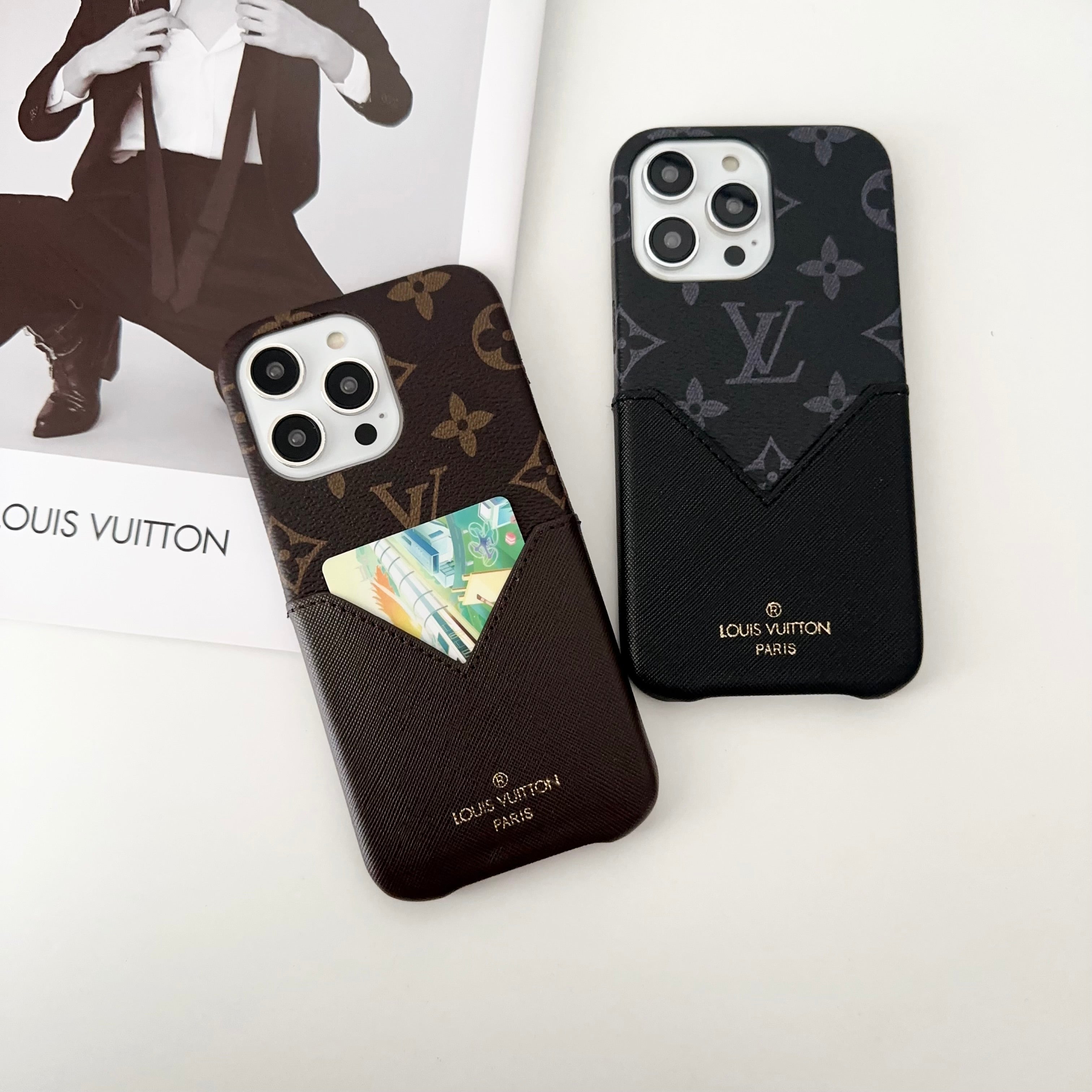 Monogram iPhone Case With Pouch Brown Printing -KB240329-GTOCASE