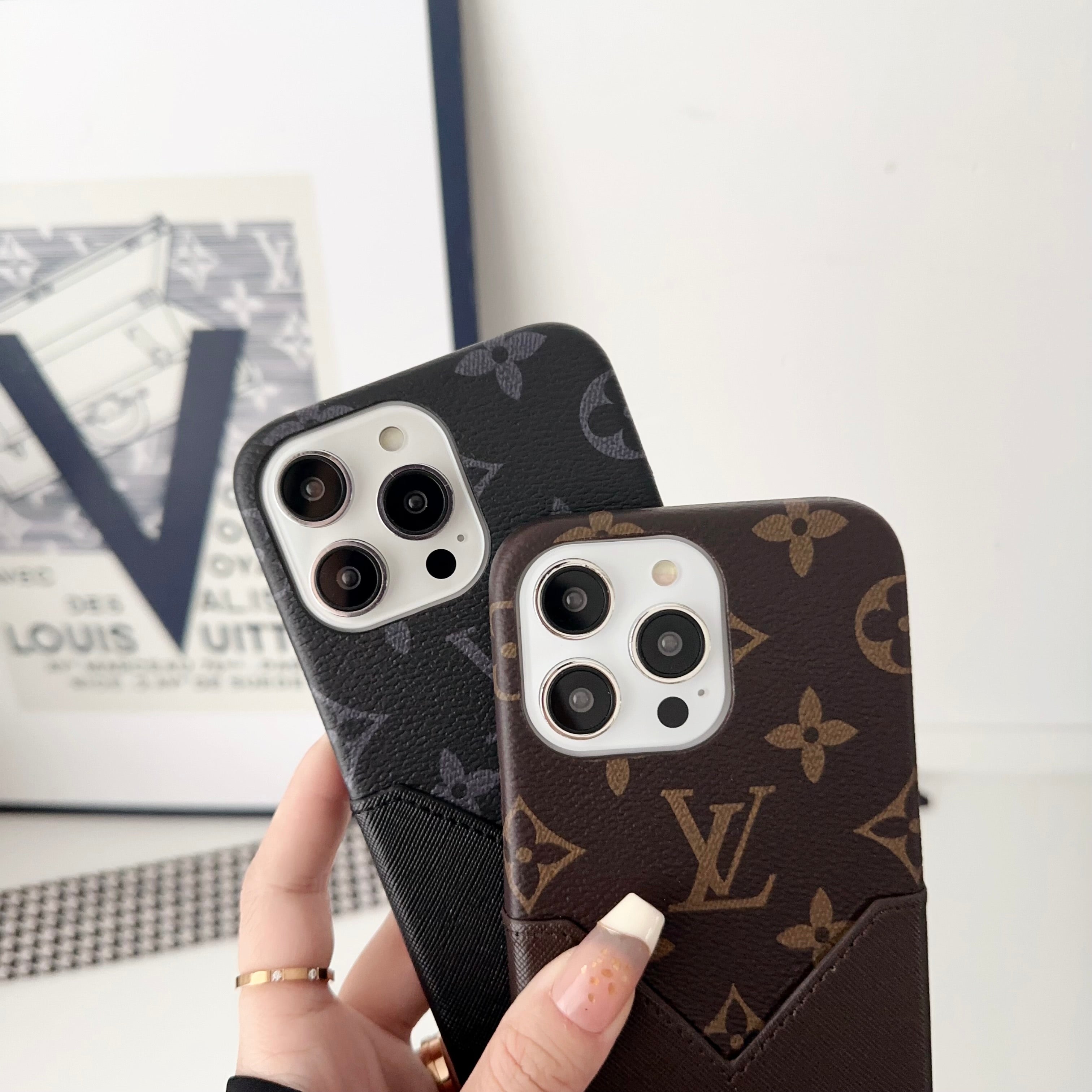 Monogram iPhone Case With Pouch Brown Printing -KB240329-GTOCASE