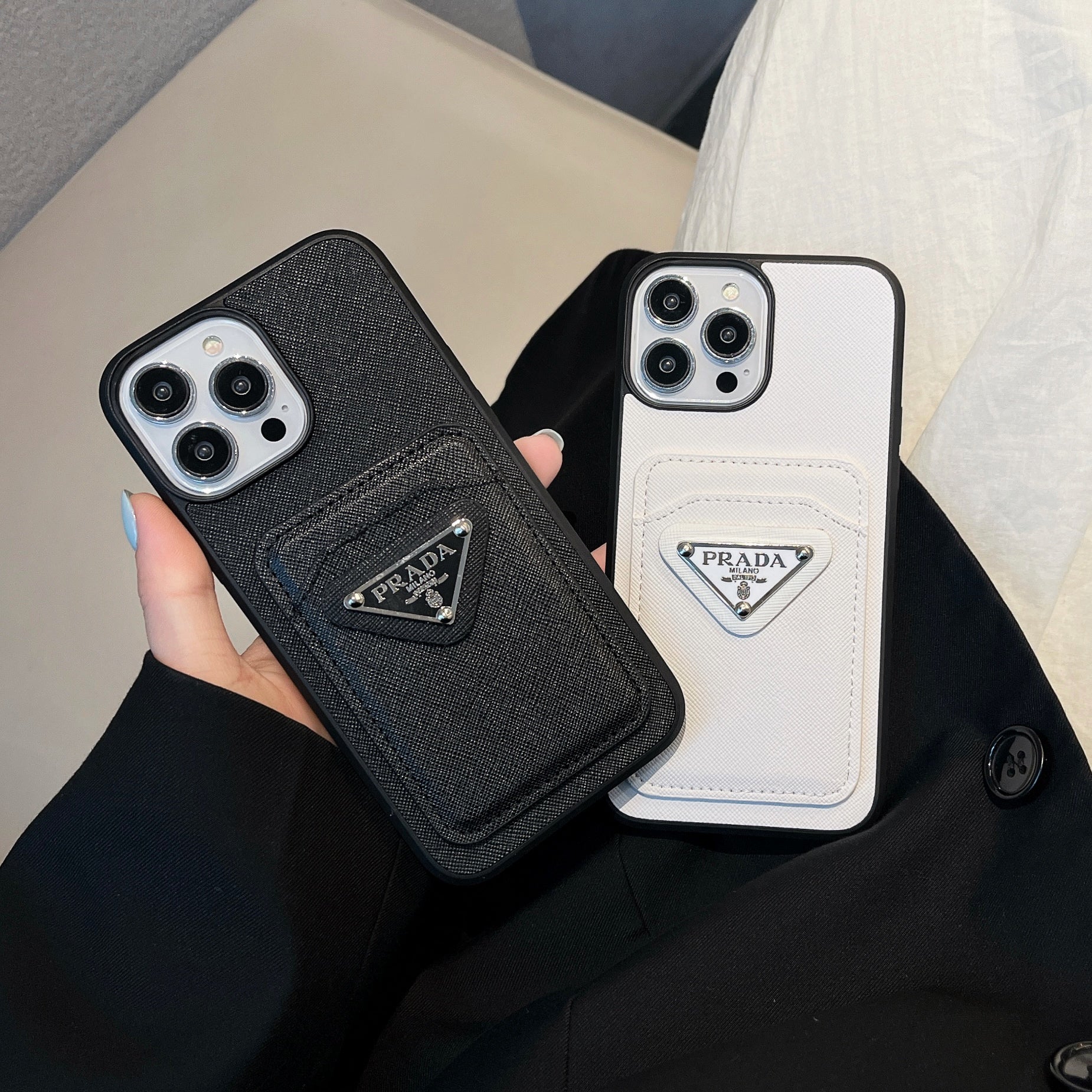 Classic PR iPhone Case With Card Holder White -JDB240403-GTOCASE