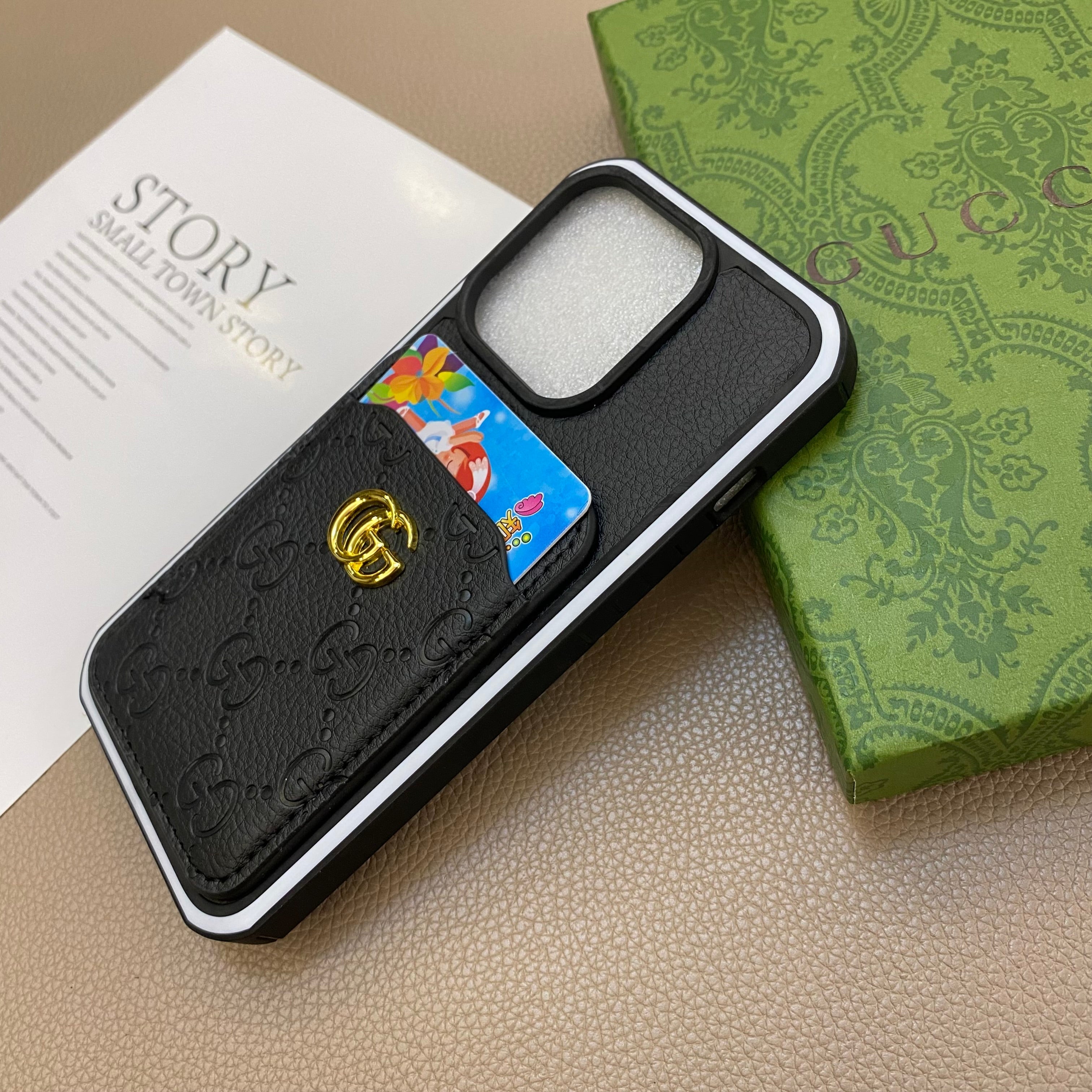 GG iPhone Case With Card Holder  Blcak -KBK240424-GTOCASE