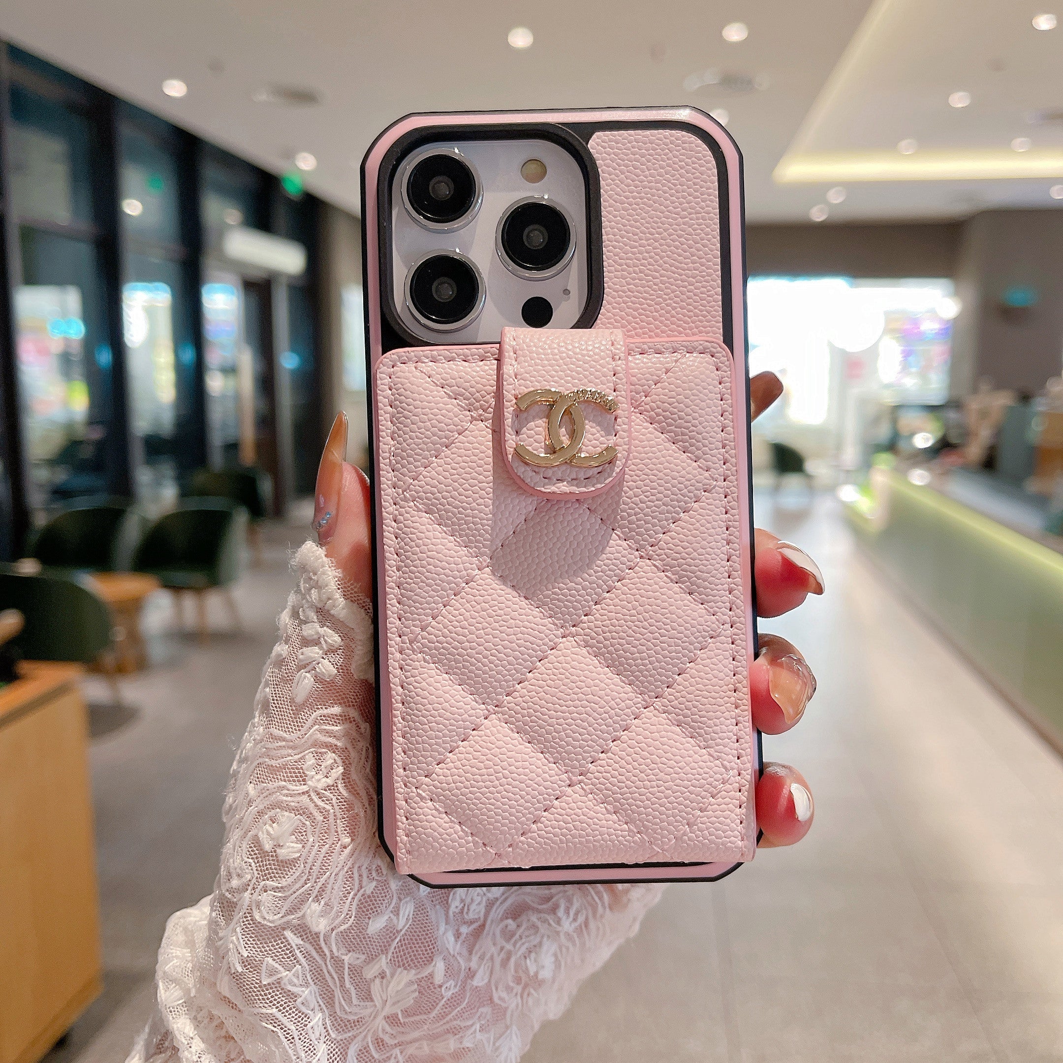 CC iPhone Case With Card Holder Pink -LBB240401-GTOCASE