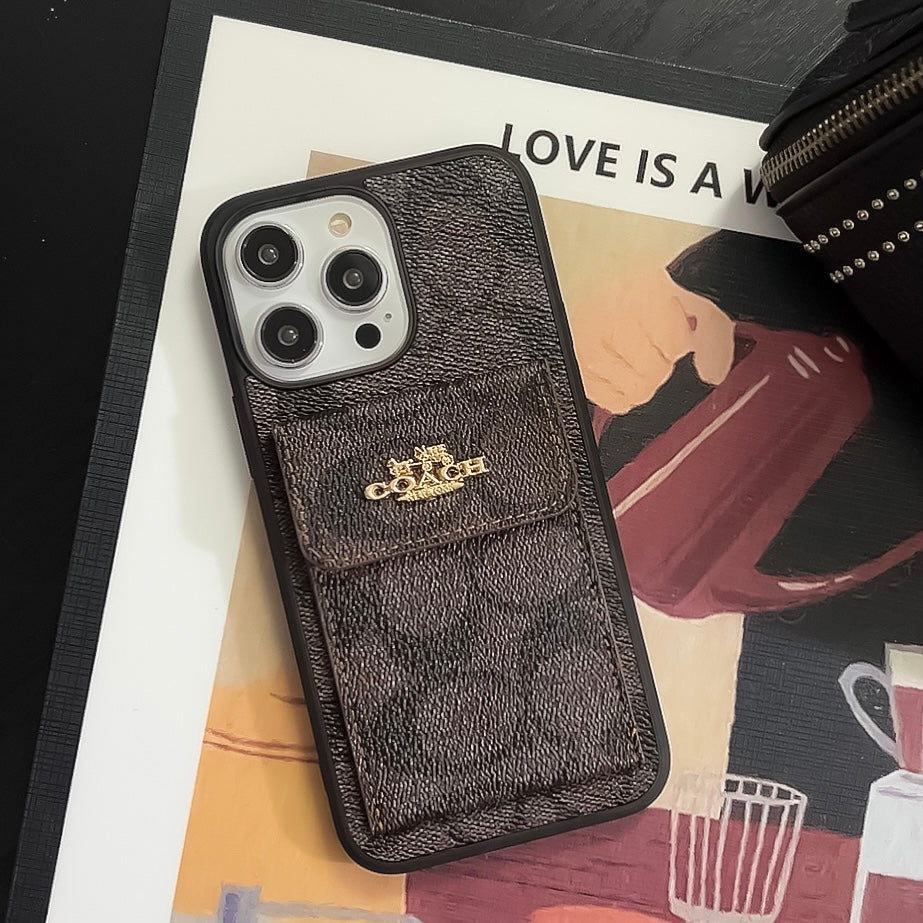 CH  iPhone Case With Card Holder Wallet Dark Brown  -SZK240425-GTOCASE