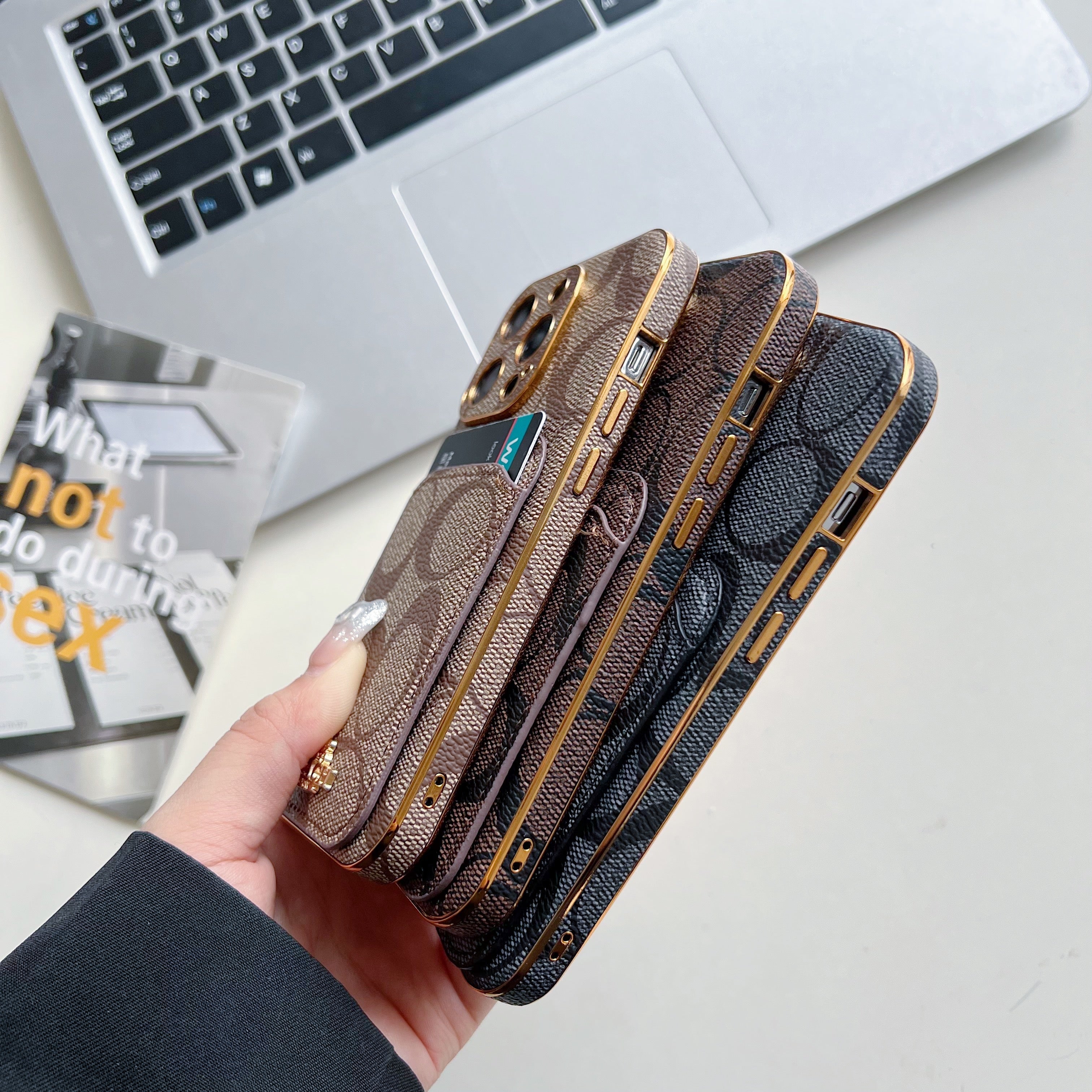 CH  iPhone Case With Card Holder Brown  -KB241651-GTOCASE