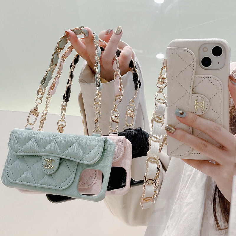 CC iPhone Case With Card Holder And Strap Green -SLK240104-GTOCASE