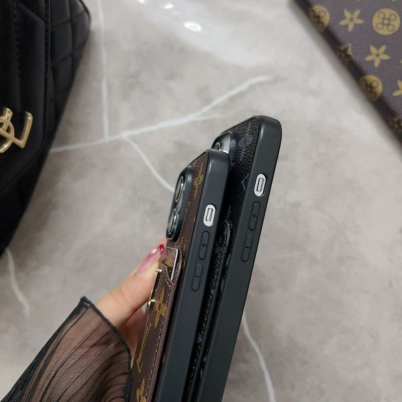 Classic KK iPhone Case With Card Holder -Black printing-KKD240313-GTOCASE