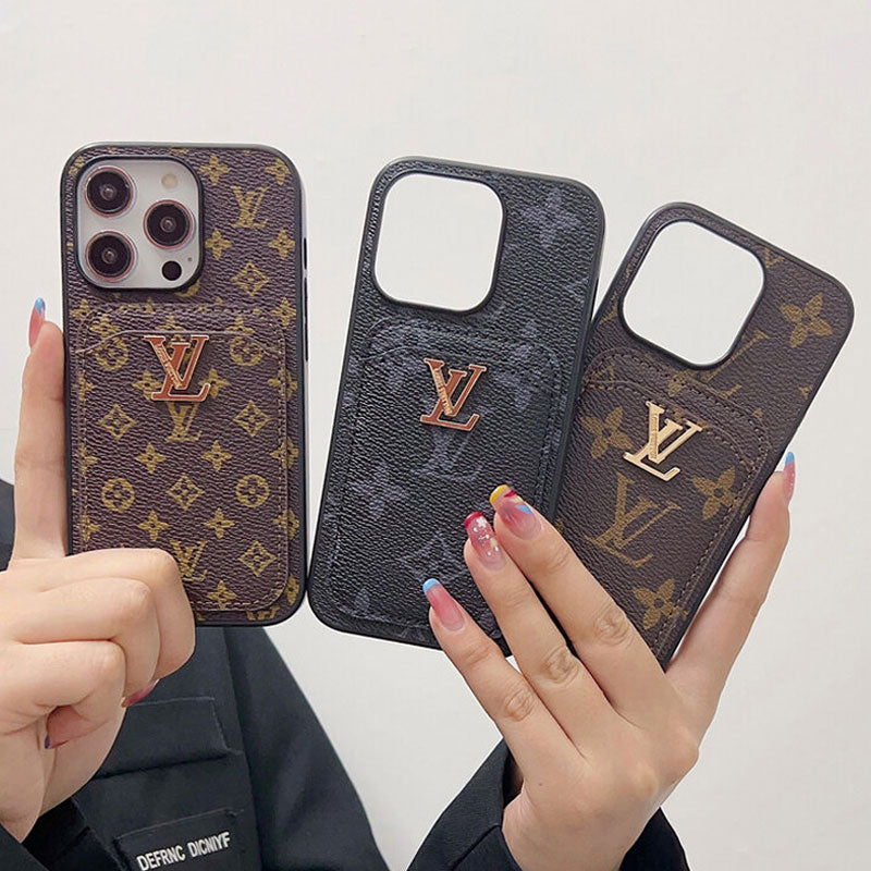 Classic KK iPhone Case With Card Holder -Black printing-KKD240313-GTOCASE